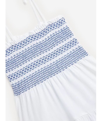 Ralph Lauren Girls Eyelet Embroidered Strap Dress in White Fin de série