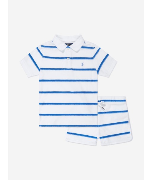 Ralph Lauren Boys Striped Short Set in Blue la chaussure