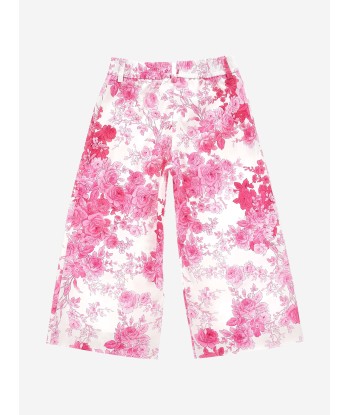 Monnalisa Girls Rose Print Trousers in Pink pas cher 