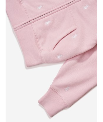 Ralph Lauren Girls Logo Zip Up Top in Pink Amélioration de cerveau avec