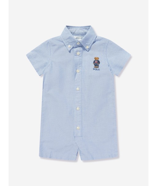 Ralph Lauren Baby Boys Bear Romper in Blue shop