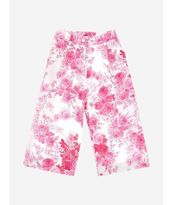 Monnalisa Girls Rose Print Trousers in Pink pas cher 