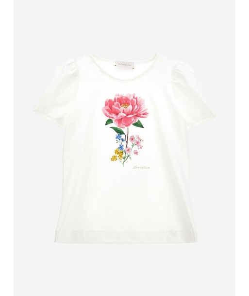 Monnalisa Girls Flower T-Shirt in Ivory En savoir plus