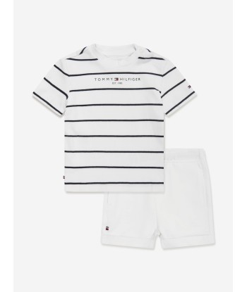 Tommy Hilfiger Baby Essential Striped Short Set in White pas cher