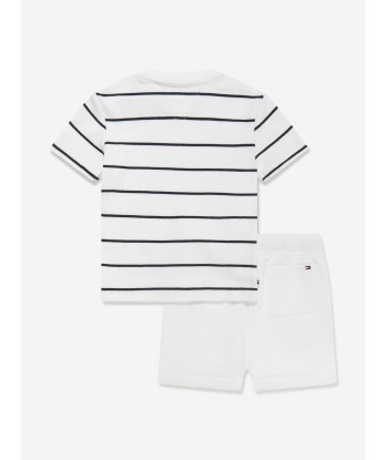 Tommy Hilfiger Baby Essential Striped Short Set in White pas cher