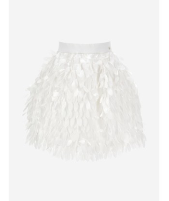 Monnalisa Girls Satin Leaf Skirt in Ivory commande en ligne