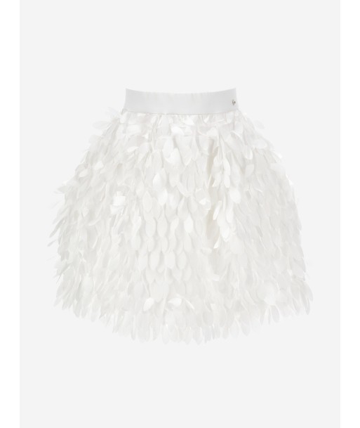 Monnalisa Girls Satin Leaf Skirt in Ivory commande en ligne