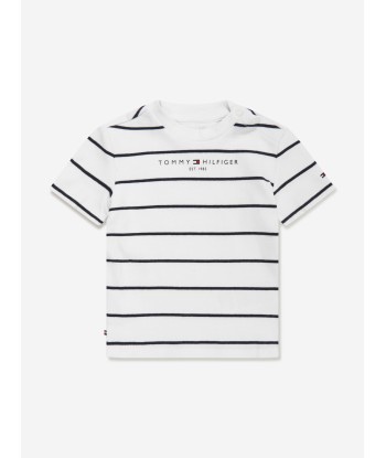 Tommy Hilfiger Baby Essential Striped Short Set in White pas cher