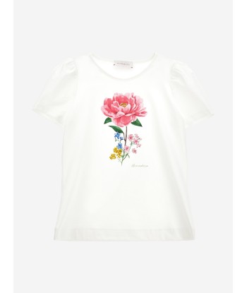 Monnalisa Girls Flower T-Shirt in Ivory En savoir plus