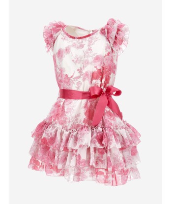 Monnalisa Girls Georgette Flower Dress in Pink plus qu'un jeu 