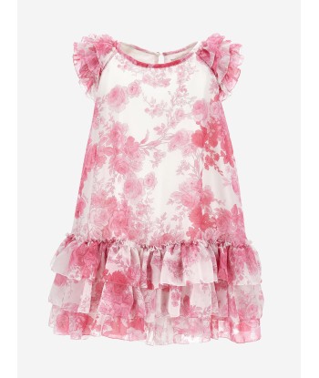 Monnalisa Girls Georgette Flower Dress in Pink plus qu'un jeu 