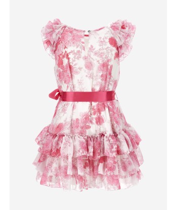 Monnalisa Girls Georgette Flower Dress in Pink plus qu'un jeu 