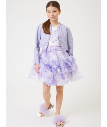 Monnalisa Girls Monochrome Tulle Skirt in Purple Pour