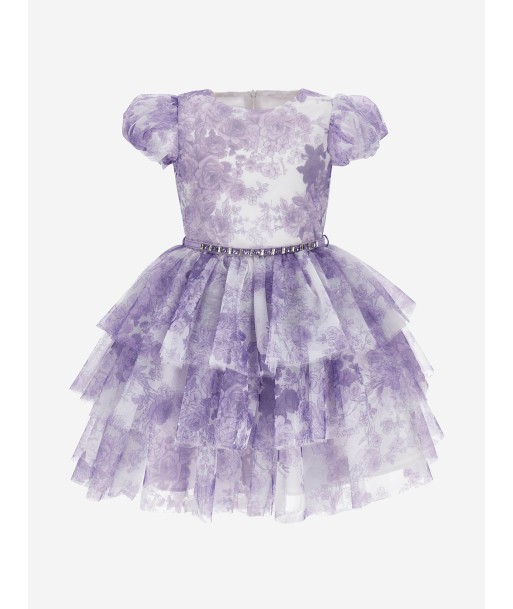 Monnalisa Girls Monochrome Tulle Dress in Purple Pour