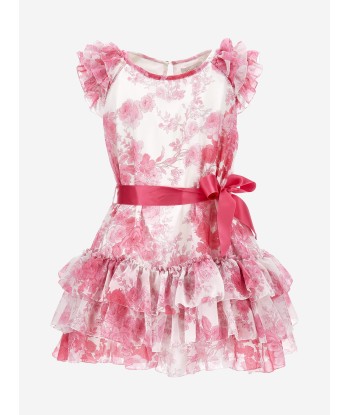 Monnalisa Girls Georgette Flower Dress in Pink plus qu'un jeu 