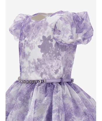 Monnalisa Girls Monochrome Tulle Dress in Purple Pour