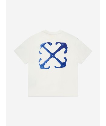 Off-White Boys Paint Graphic T-Shirt in Whire livraison gratuite