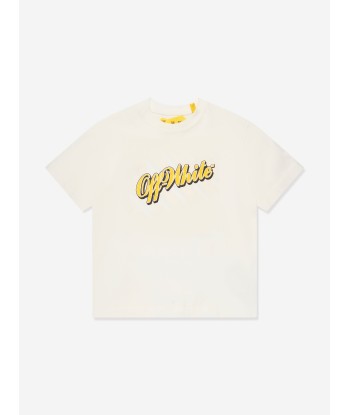 Off-White Boys Baseball Logo T-Shirt in White destockage