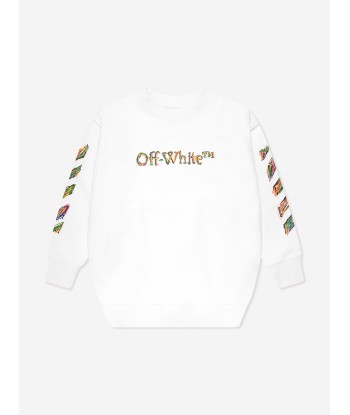 Off-White Kids Logo Stretch Sweatshirt in White la colonne vertébrale