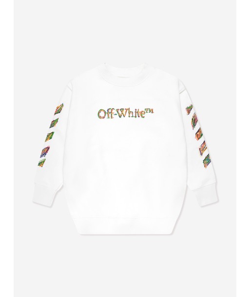 Off-White Kids Logo Stretch Sweatshirt in White la colonne vertébrale