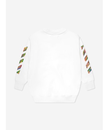 Off-White Kids Logo Stretch Sweatshirt in White la colonne vertébrale