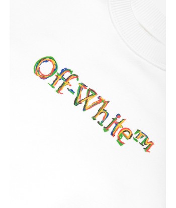 Off-White Kids Logo Stretch Sweatshirt in White la colonne vertébrale