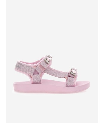 Monnalisa Girls Rhinestone Techno Sandals in Pink shop