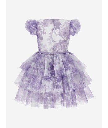 Monnalisa Girls Monochrome Tulle Dress in Purple Pour