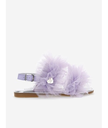 Monnalisa Girls Ruched Tulle Sandals in Purple soldes