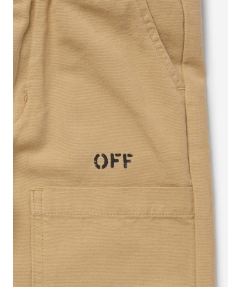 Off-White Boys Diagonal Outline Worker Trousers in Beige À commander