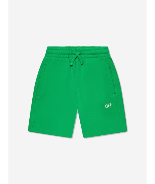 Off-White Boys Off Stamp Sweat Shorts in Green une grave pollution 