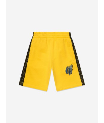 Off-White Boys Baseball Logo Mesh Shorts in Yellow acheter en ligne