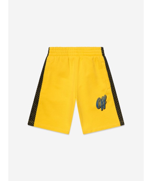 Off-White Boys Baseball Logo Mesh Shorts in Yellow acheter en ligne