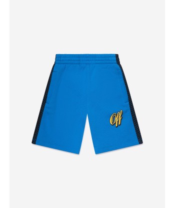 Off-White Boys Baseball Logo Mesh Shorts in Blue pas cher