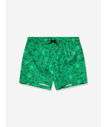 Off-White Boys Bandana Swim Shorts in Green meilleur choix