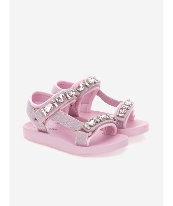 Monnalisa Girls Rhinestone Techno Sandals in Pink shop