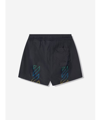 Off-White Boys Diagonal Logo Swim Shorts in Black la livraison gratuite