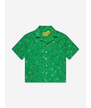 Off-White Boys Bandana Bowling Shirt in Green rembourrage situé sous