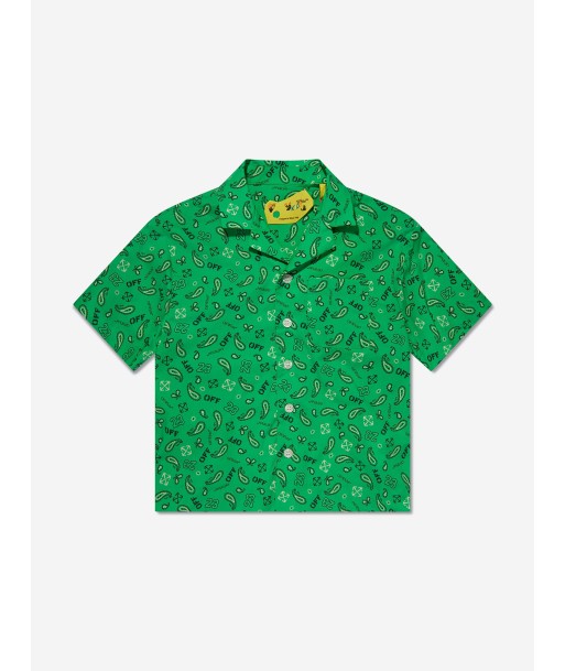 Off-White Boys Bandana Bowling Shirt in Green rembourrage situé sous