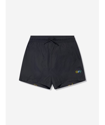 Off-White Boys Diagonal Logo Swim Shorts in Black la livraison gratuite