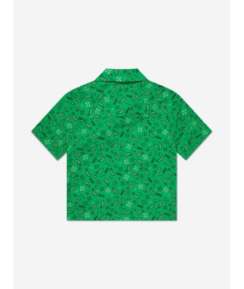 Off-White Boys Bandana Bowling Shirt in Green rembourrage situé sous