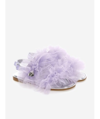 Monnalisa Girls Ruched Tulle Sandals in Purple soldes