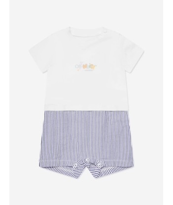 Off-White Baby Boys Funny Mix Romper in White Amélioration de cerveau avec