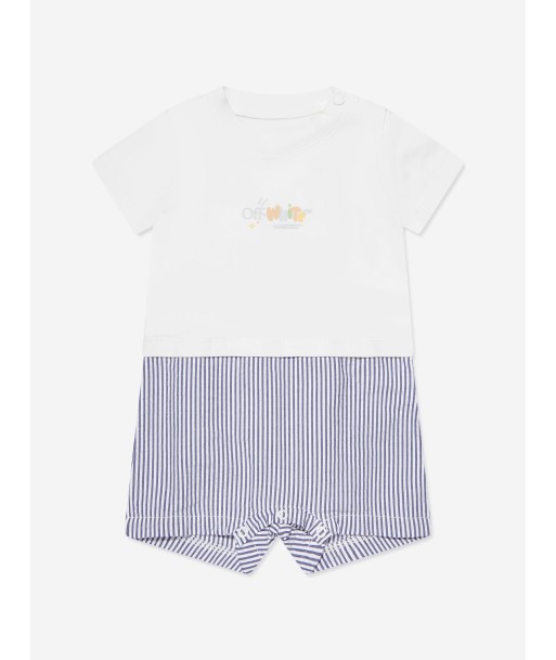 Off-White Baby Boys Funny Mix Romper in White Amélioration de cerveau avec