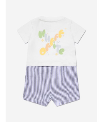 Off-White Baby Boys Funny Mix Romper in White Amélioration de cerveau avec