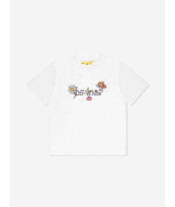 Off-White Girls Funny Flowers T-Shirt in White brillant des détails fins