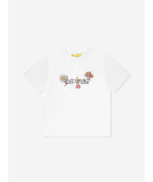 Off-White Girls Funny Flowers T-Shirt in White brillant des détails fins