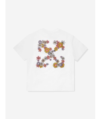 Off-White Girls Funny Flowers T-Shirt in White brillant des détails fins