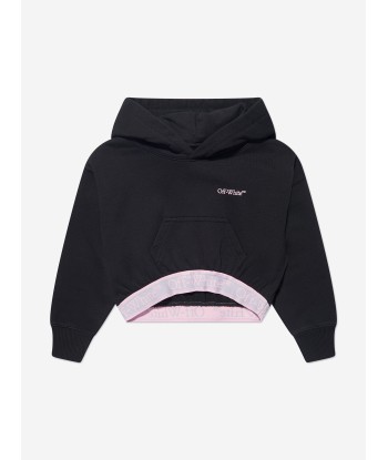 Off-White Girls Bookish Logo Band Cropped Hoodie in Black store