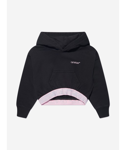 Off-White Girls Bookish Logo Band Cropped Hoodie in Black store